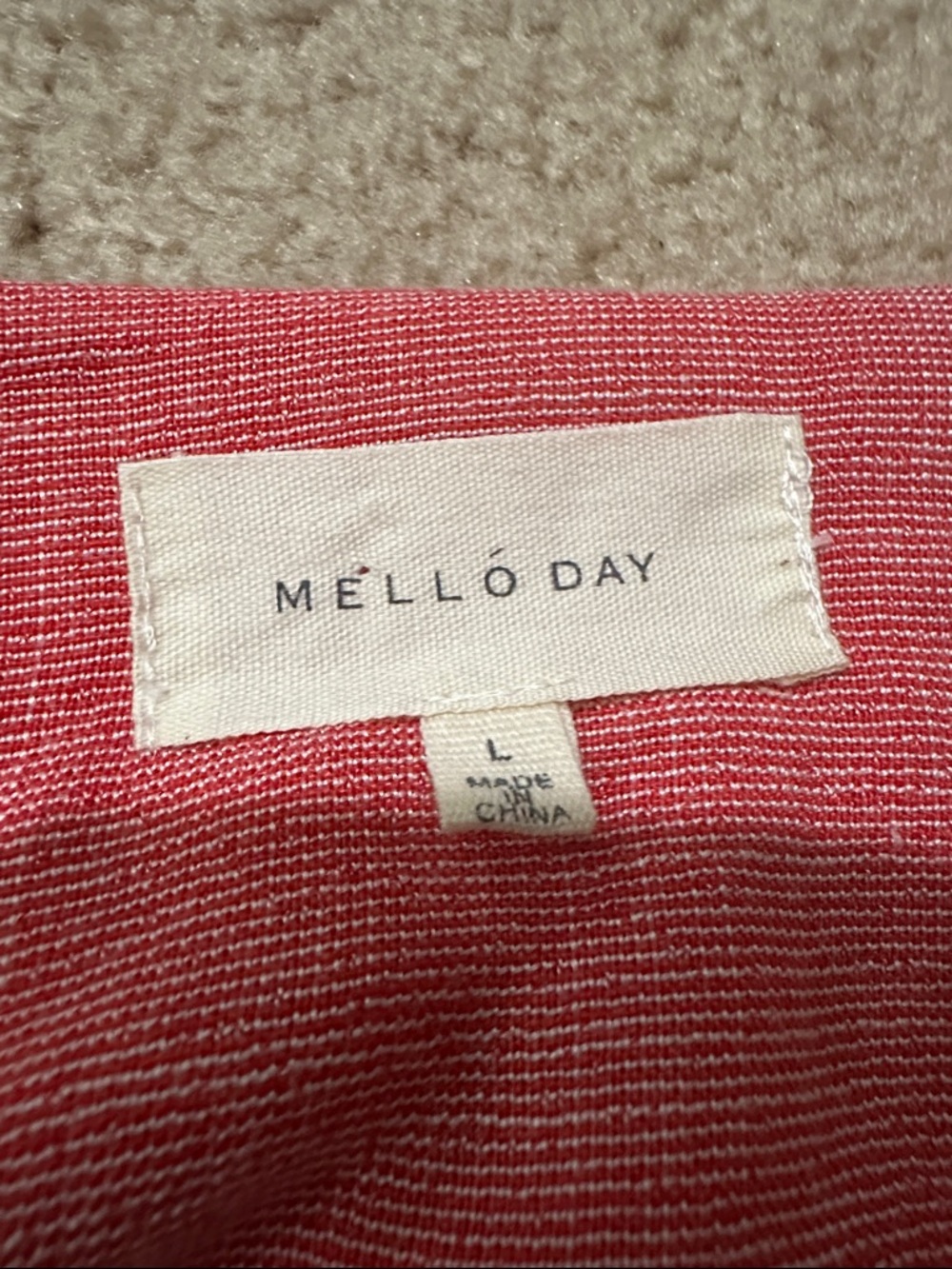 MELLODAY Pink Red Chambray Button-Front Cutout Back Midi Dress with Tie Waist - Picture 2 of 12